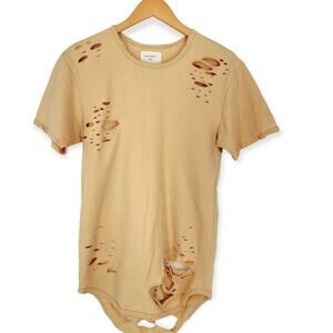 Saint Morta S  Destroyed  T-Shirt in Sandstone Tee Oversized Shirt Designer